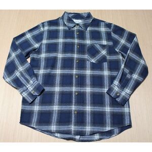 Field & Stream Plaid Flannel Mens Size Large Button Up Navy Blue Long Sleeve‎
